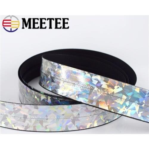 Meetee 2/5Meters 5# Reflective Laser Code Coil Loading Waterproof Zipper Self-cut Sewing Decoration Zip DIY Bag Garment Material