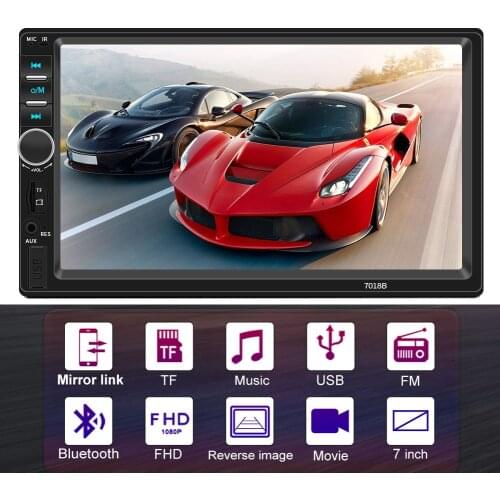 Universal Touch Screen Stereo Receiver Car Radio MP5 USB TF AUX Bluetooth Navigation Remote Central 2 Din 7” Multimedia Player