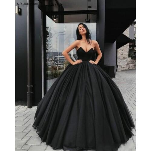 Vintage 2021 Gothic Black Wedding Dresses New Ball Gown Sweetheart Simple Bridal Dress Country Vestido De Noiva