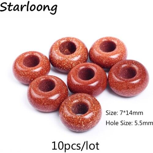 10pcs/lot goldstone gold sand stone beads spacer beads fit for European charm bracelet for DIY jewelry making