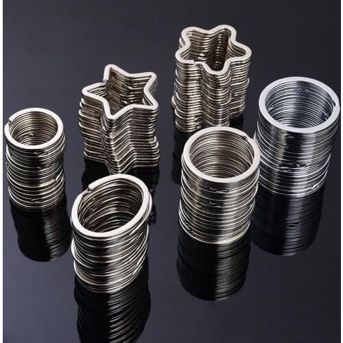 30mm to 35mm Round heart star key rings 100pcs metal key holder split key chain connector car handbag diy keychain accessories