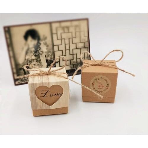 12Pcs/Lot Handmade Love Cookies Box Romantic Heart Kraft Gift Box For Wedding Birthday Party Candy Storage Container Gift Box