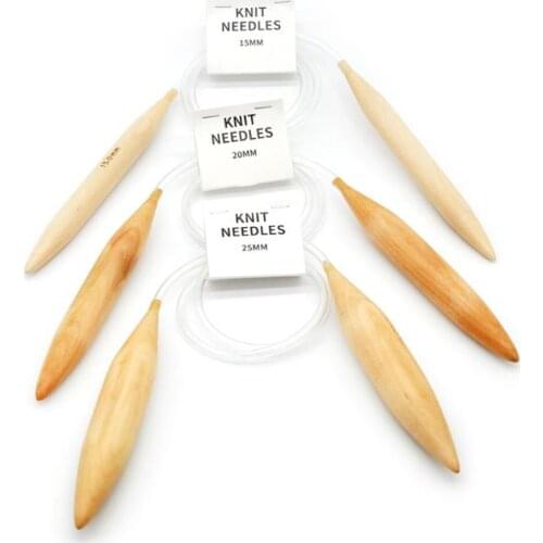 15/20/25mm Circular Wood Knitting Needles with Plastic Transparent Tube Sweater Crochet Hook 80cm