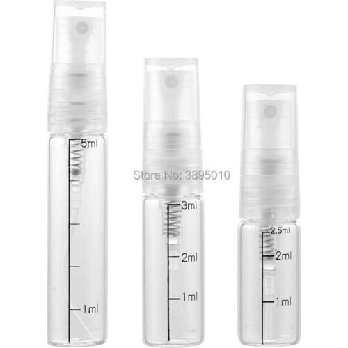2ml 3ml 5ml Empty glass liquid bottle Small sample bottles Measuring scale spray bottle F337