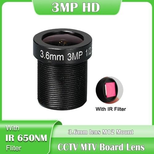 3MP IR 3.6mm lens1/2.5" CCTV MTV Board Lens With IR Filter HD camera M12 Mount For 720P / HD 1080P IP Camera CCTV Camera
