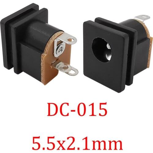 50Pcs/Lot DC-015 DC Socket Adapter 5.5MM*2.1MM DC Power Supply Socket Square Panel Mount Connector 5.5MM X 2.1MM Jack Interface