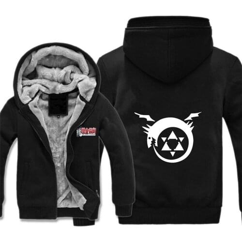 Anime Fullmetal Alchemist jacket Thick Hooded Hoodie Coat Winter Fullmetal Alchemist Jacket Keep Warm Hoodie