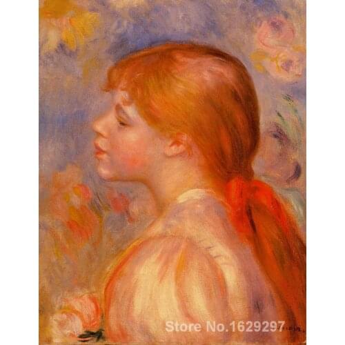 Large oil paintings for sale Girl with a Red Hair Ribbon Pierre Auguste Renoir canvas art Handmade High Quality