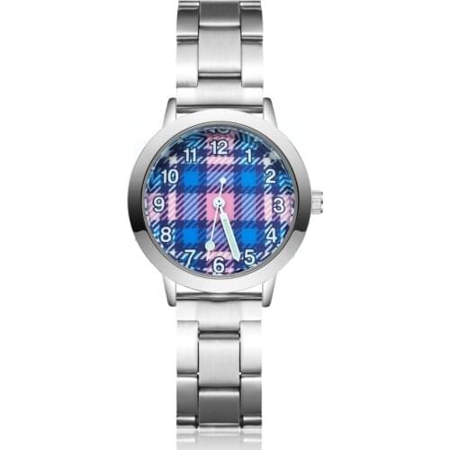 Cute Cartoon pretty Plaid style Childrens Watches Kids Student Girls boys Quartz Metal steel Wrist Watch JA107
