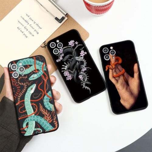 Fashion Snake Flower Animal Phone Case For iPhone 12 11 Pro Max Mini XR X XS Max 7 8 6 6S Plus 5 5S SE 2020 TPU Case Funda Cover