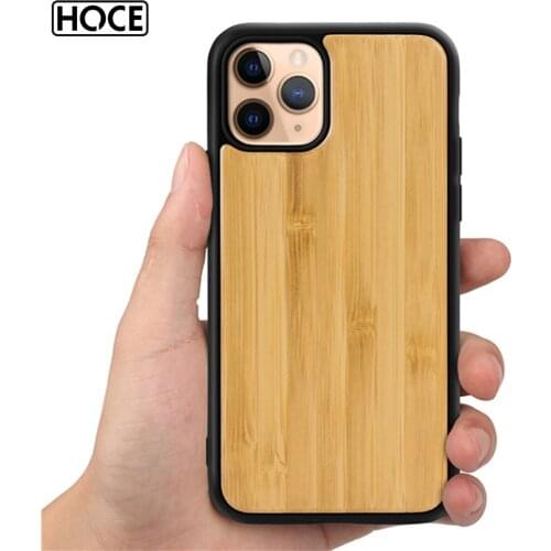 HOCE Real Wood Case For iPhone 12 Pro Max XR X S Max 8 7 6 Plus Soft TPU Genuine Bamboo Phone Cases For iPhone 11 Pro Max Fundas