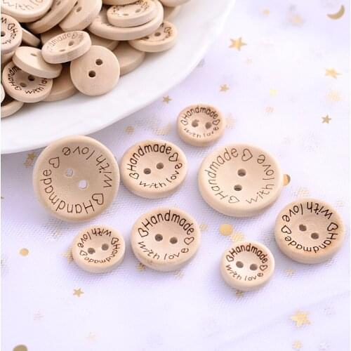15/20/25mm Wooden Buttons 2 Eyelets Decorative Buttons Snaps Clothes Craft Supplies Buttons Needlework DIY Sewing Accessories