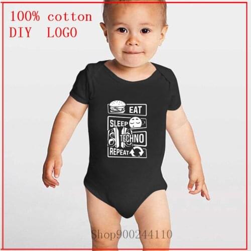 Eat Sleep Techno Repeat printing Baby Bodysuits Clothes cotton funny Clothes New Born summer Infant Bodysuit Costumes Pajamas