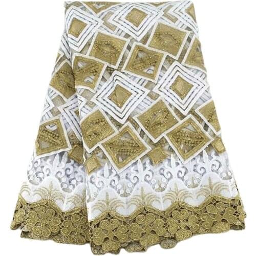 Elegant Nice Nigeria Aso-Ebi Wedding Party Fabric Tulle in White and Gold Hot Sales Lady Dress Material Turtle Lace 2021 T086