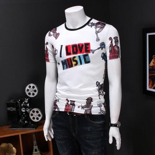 High Quality Spring T Shirt Letter Print Men Streetwear Round T-shirt Camisetas Hombre Dress Short Sleeve Male Tshirt Tee