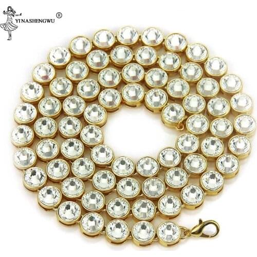 Hip Hop Bling 12MM 76CM Iced Out Alloy Rhinestone Chain Necklaces Charm Tennis Long link Chain Necklace For Men Joyas Jewelry