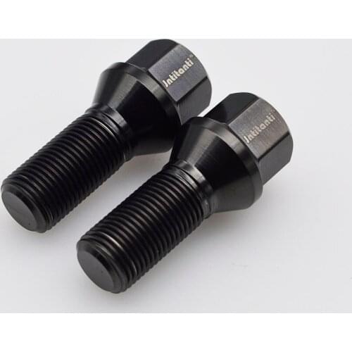 High performance black color 60 degree cone seat Gr.5 titanium lug bolts M14*1.25*28mm