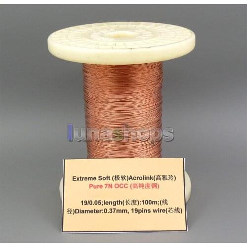 LN005294 5m Extreme Soft Acrolink Pure 7N OCC Signal AFT Earphone Headphone Cable 19*0.05 Dia:0.37mm