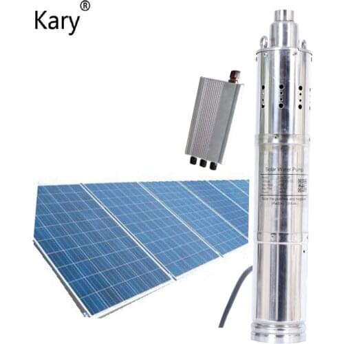 Kary 24V solar dc pumps max lift 120m 3.5 inches 3000L/H submersible water pump stainless steel brushless motor screw pump