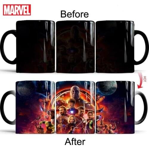 Disney Mark Cup Marvel Avengers Color Change Bone Ceramic Cup Home Large Capacity Coffee Cup Milk Cup Gift Cup