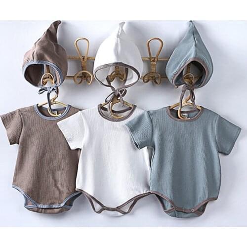 Newborn Baby Rompers infantil Jumpsuit Boy&girls clothes Summer High quality newborn ropa bebe Clothing Costume+ Hat 2PCS