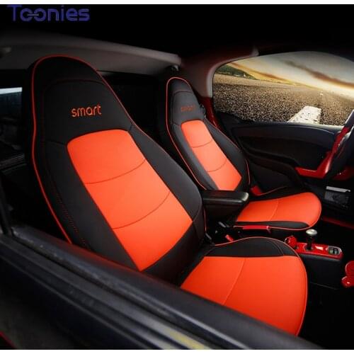 Leather Car full wrap seat Cushion cover For Smart 451 450 Fortwo Four seasons breathable seat cushion CarDecoration Accessories