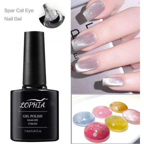 LOPHIA Shining Spar 3D Cat Eye Magnetic Gel Nail Polish Ice Spar Cat Eyes Soak off Nail Art Shiny Nail Art Varnish on any color