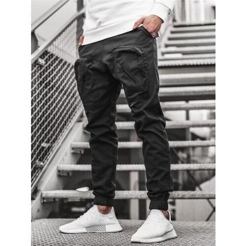 Men Cargo Pants Black Block Multi-Pocket 2021 Harem Joggers Cargo pants Hip Hop Casual Male Trousers