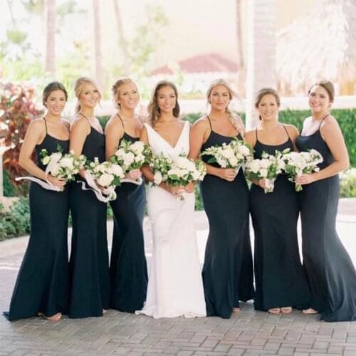 New Arrival Navy Blue Simple Bridesmaid Dresses Mermaid Style Satin 2019 Cheap Wedding Guest Maid Of Honor Party Dress