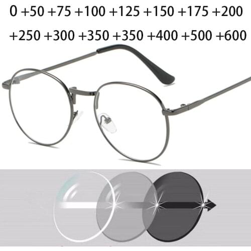 Retro Reading Glasses Men and Women Brand Designer Round Optical Eyewear Trend Metal Glasses +50 +75 +100 +150 +200 +300 To +600