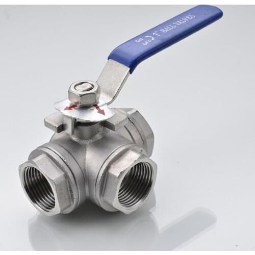 High quality stainless steel switch ball valve 1/2 " inch BSP female DN15 SS304 L type T flow 3 way water ball valve