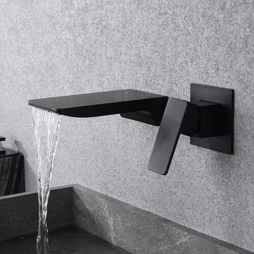 Luxury Matte Black Or Chrome Bathroom Faucet Bath Mixer Tap Wall Mount Brass Shower Mixer Tap Concealed Basin Sink Torneira