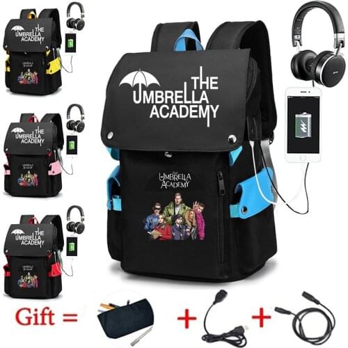 Funny Graphic Print The Whole Umbrella Academy - Sketch USB Charge Backpack Men School Bags Women Bag Travel Laptop Bag