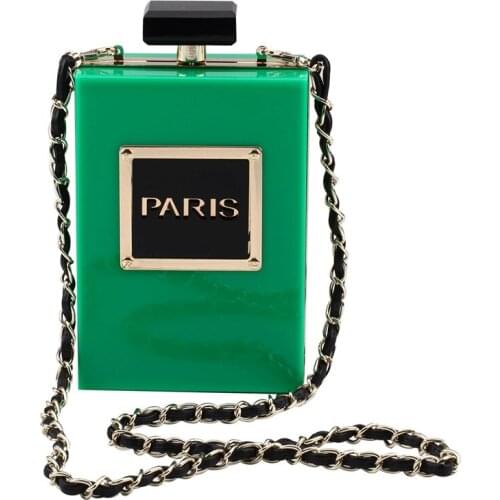 Fashion Acrylic Evening Handbags Ladies Perfume Bottle Shape Crossbody Shoulder Bag Wallet Women Luxury Party Prom Clutch Bag