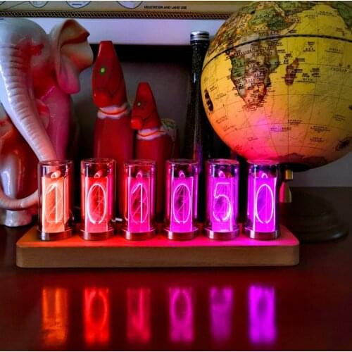 Time tube Glow tube Quasi-glow tube clock LED digital solid wood Chinese night light bar atmosphere light Brightness adjustable