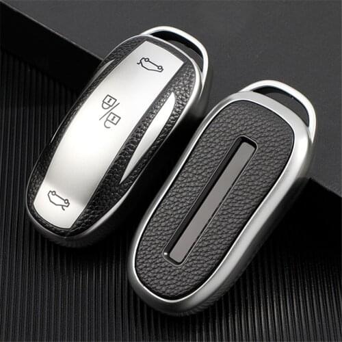 TPU Leather Car Key Case Fob Cover For Tesla Model S Model 3 X 2020 20201 Key Shell Skin Holder Accessories