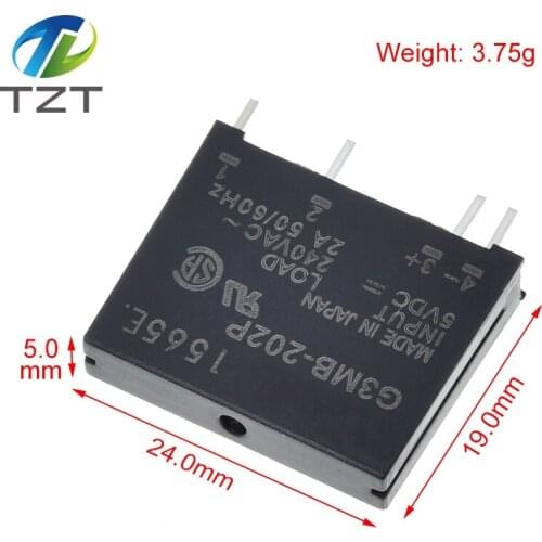 TZT Smart Electronics Original Solid State Relay G3MB-202P DC-AC PCB SSR In 5V 12V 24VDC,Out 240V AC 2A