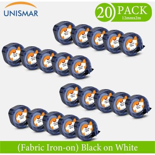 Unismar 20PK Compatible DYMO LT 18769 18771 18768 Fabric Iron on Label Tapes replace for Dymo LetraTag LT-100H LT-100T QX-50