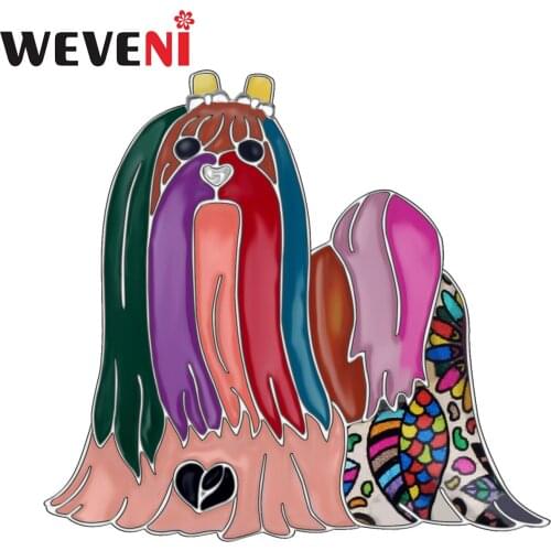 WEVENI Enamel Alloy Cute Maltese Dog Brooches Scarf Clothes Decoration Pin Jewelry For Women Girls Pet Lovers Gift Accessories