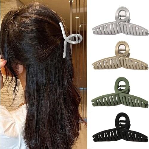 Korean Solid Color Hair Claw For Women Fashion Acrylic Crab Hair Clip Gold Silver Color Cross Hairpin Girl Hair Accessories Gift