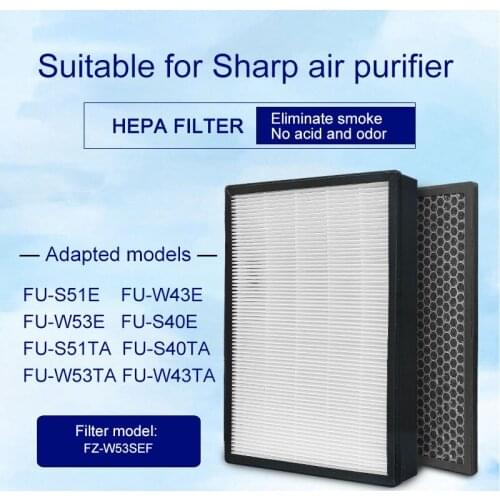Replacement for Sharp air purifier FU-S51E FU-W43E FU-W53E FU-S40E to replace H13 Hepa filter & activated carbon filter for dust