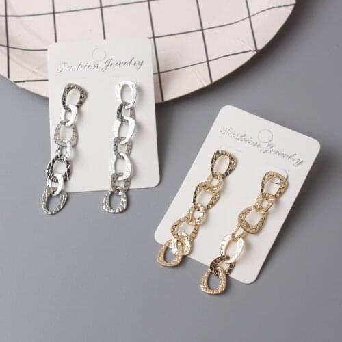 Long Tassel Multilayer Chain Hollow Geometric Snakeskin Metal Drop Earring for Women Fashion Statement Party Links Jewelry Punk