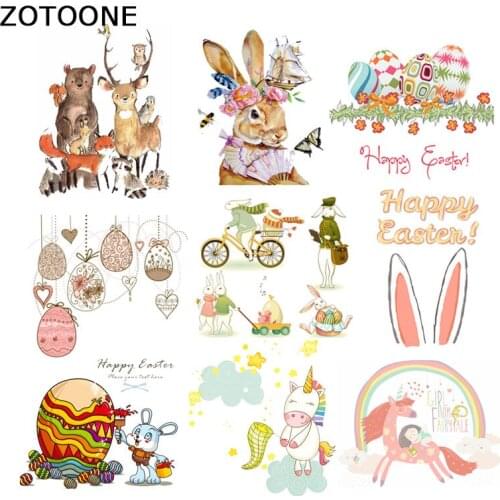 ZOTOONE Cartoon Patches Heat Transfers for Clothes Letters Unicorn Rabbit Diy Patch Iron on Transfers for Clothing Applique D