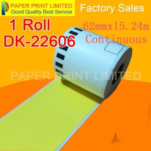 1 Roll Compatible DK-22606 Yellow Film Label 62mm*15.24M Continuous Compatible For Brother Printer