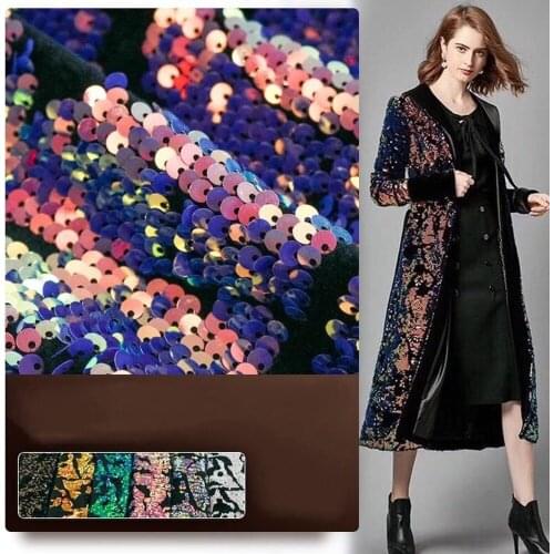 1Y/lot Fashion may pattern velvet sequin glitter fabric woemen dress performance costume accessories