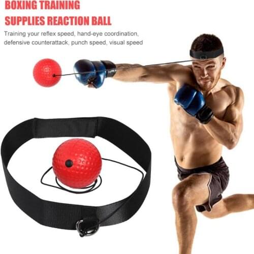 2019 Top quality Fighting Ball Boxing Equipment Head Band for Reflex Speed Training Equipment Thai Boxing Exercise (Red Ball)