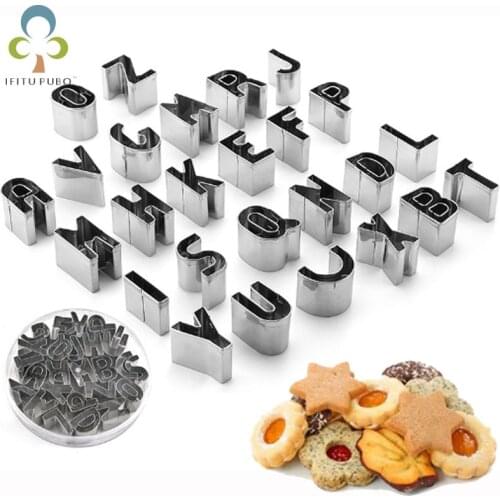26Pcs/set Stainless Steel Cake Molds Letter Biscuit Molds DIY Baking Cake Molds Fruit Cutting Molds LXX