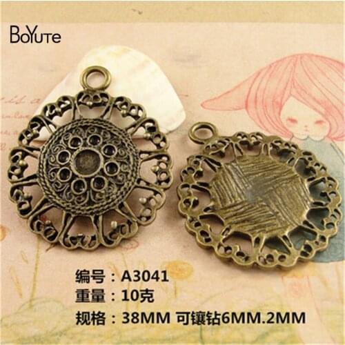 BoYuTe (20 Pieces/Lot) 38MM Vintage Charms Round Cards Pendant Antique Bronze fit Bracelets Necklace Diy Metal Jewelry Making