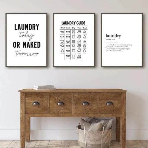 Hotel Service Manual Printed Poster Black And White Minimalist Laundry Guide Canvas Oil Painting Wall Art Laundry Room Decor