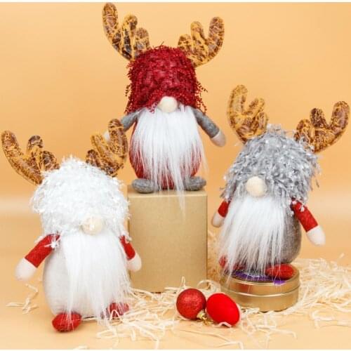 Antler Decorative Doll Creative Cute Nice-looking Faceless Dwarf Dolls Kid Plush Toy Ornament Attractive Christmas Decoration